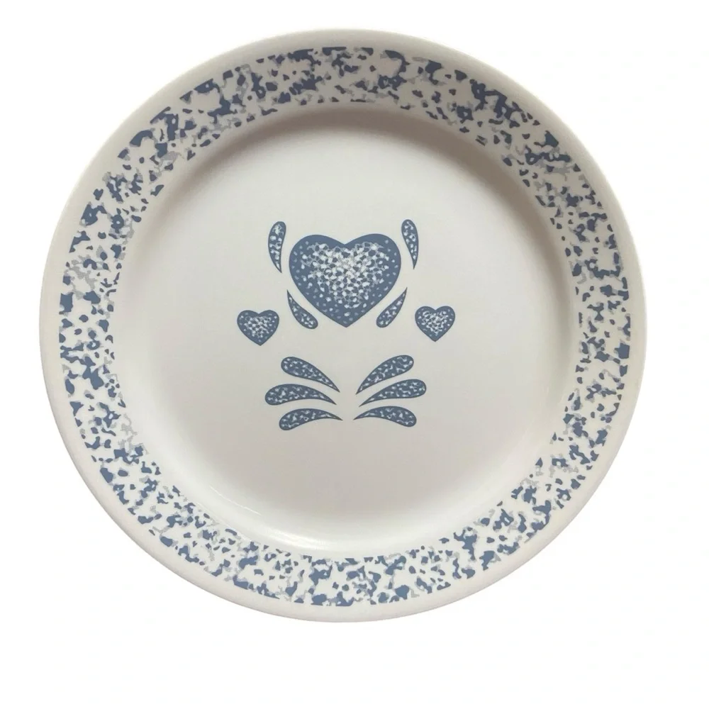 Vintage Corelle Blue Hearts 10”Dinner Plate Tableware Made in USA